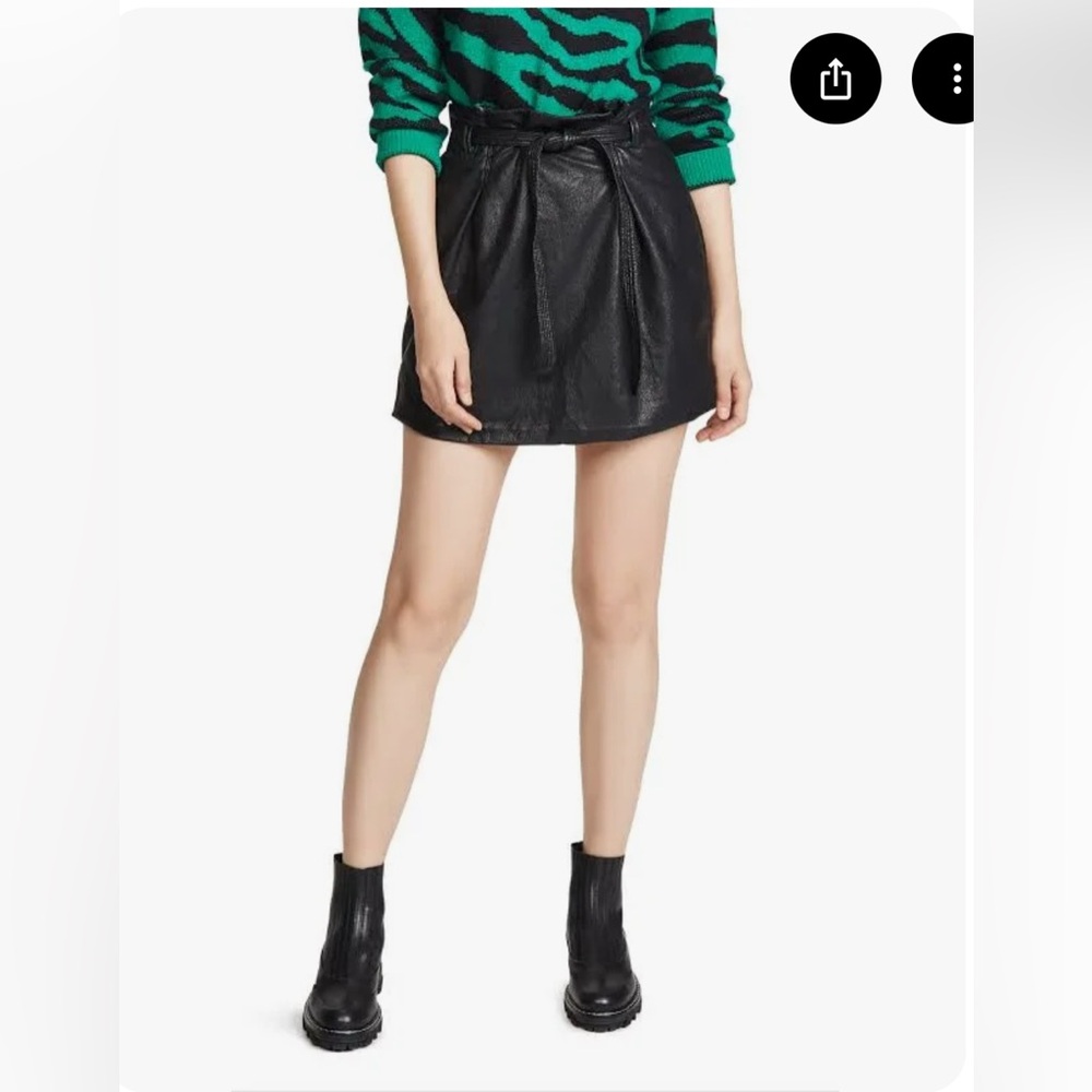 Free people paperbag pleather faux leather A-line mini skirt